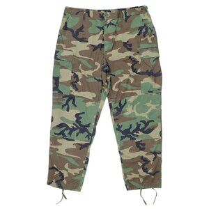 Vtg Men XL 40x32 Military Woodland Camo Ripstop Cargo Pants Adjustable Waist